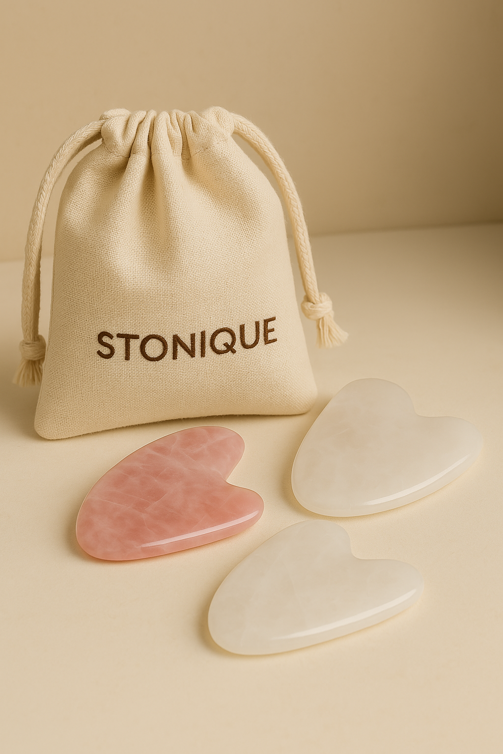 Gua Sha Pembe Kuvars Yüz ve Cilt Masaj Taşı